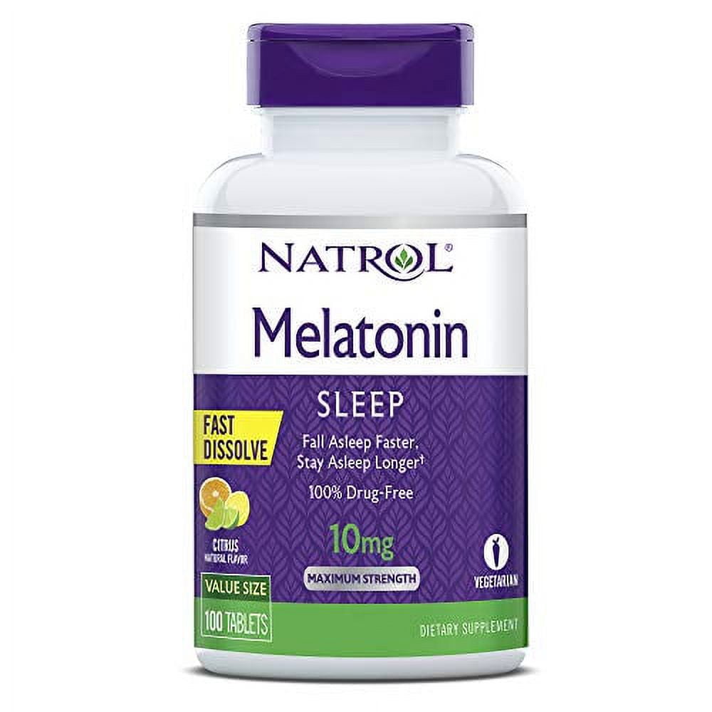 Natrol Melatonin Fast Dissolve Maximum Strength Citrus 10mg 100 Tablets for Sleep Support