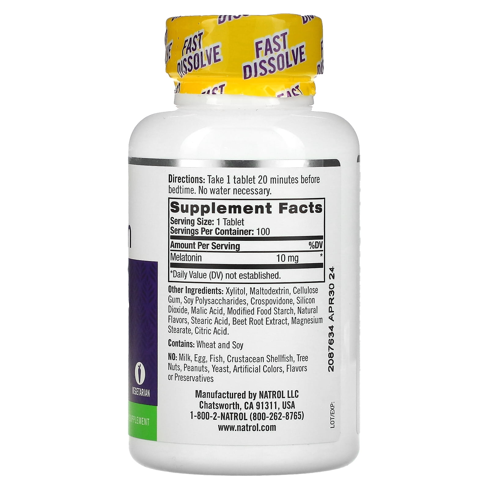 Natrol Melatonin Fast Dissolve Citrus 10mg 100 Tablets - Maximum Strength
