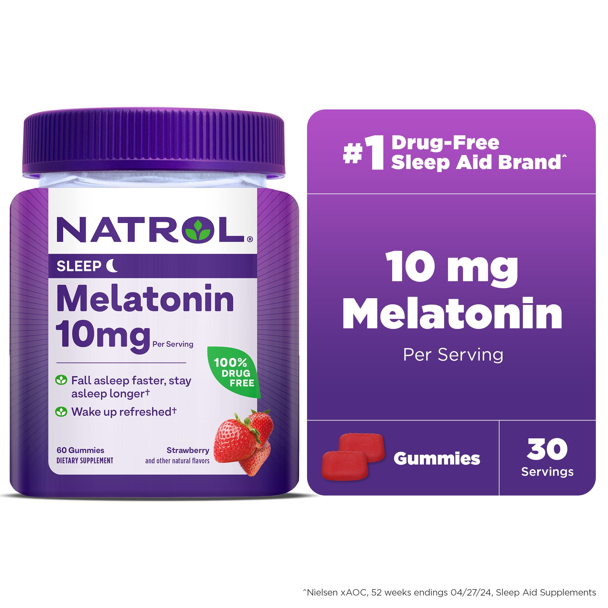 Natrol Melatonin Sleep Aid Gummies Strawberry 10mg 60 Count