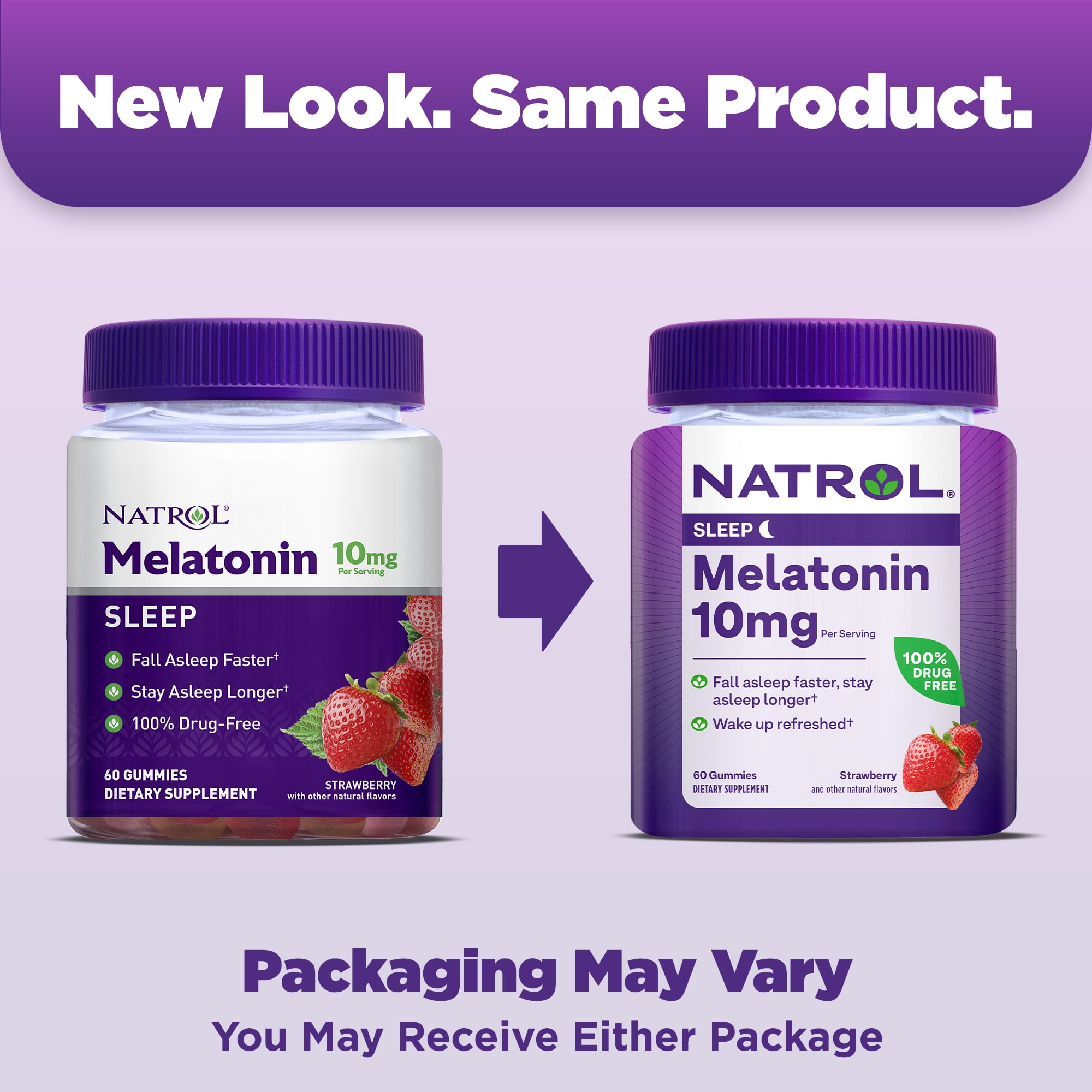 Natrol Melatonin Sleep Aid Gummies Strawberry 10mg 60 Count