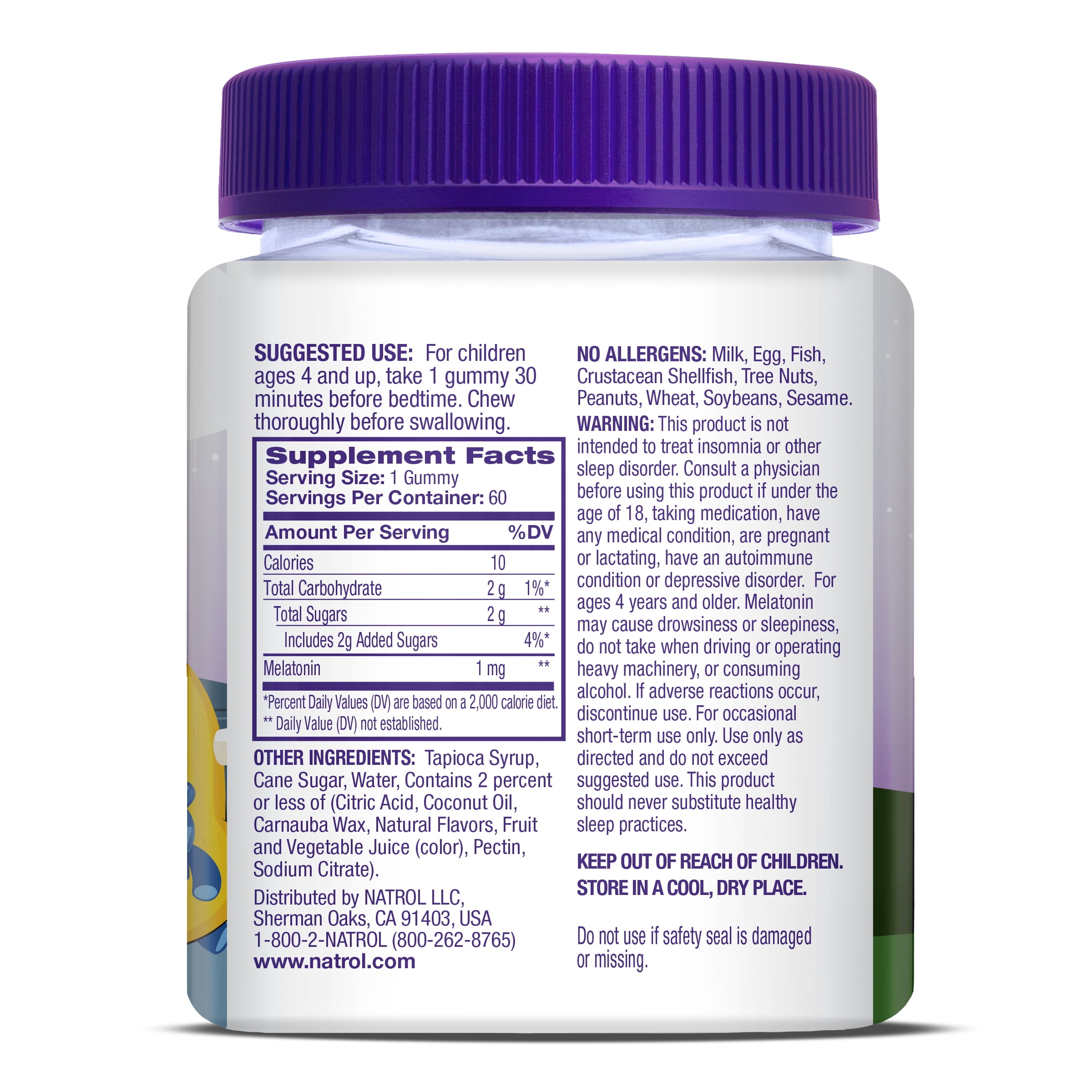 Natrol Kids Melatonin Sleep Gummies for Children Raspberry Flavor 1mg 60 Count