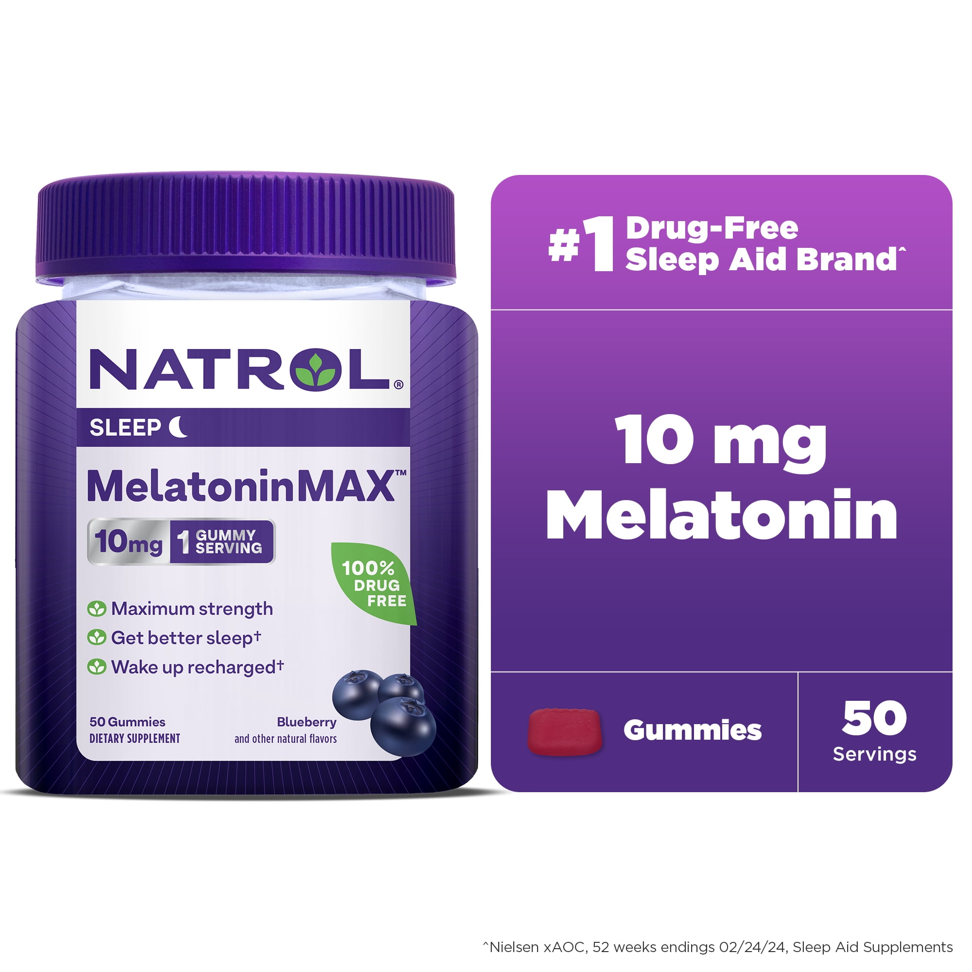 Natrol MelatoninMax Sleep Gummy Blueberry Flavor 10mg 50 Count