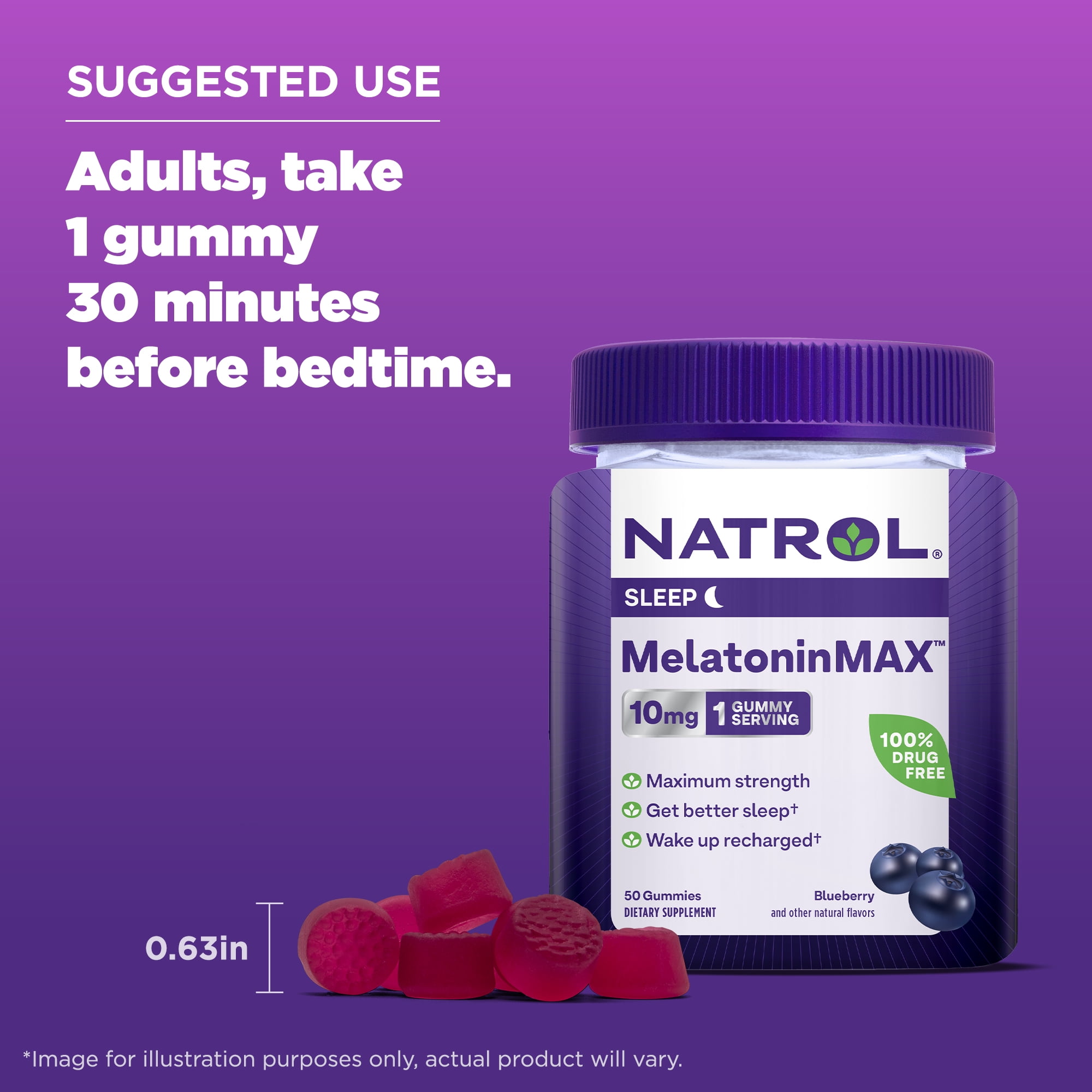 Natrol MelatoninMax Sleep Gummy Blueberry Flavor 10mg 50 Count