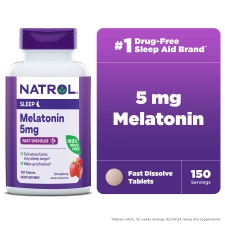 Natrol Sleep Melatonin Fast Dissolve Tablets Nighttime Aid Strawberry Flavor 5mg 150 Ct