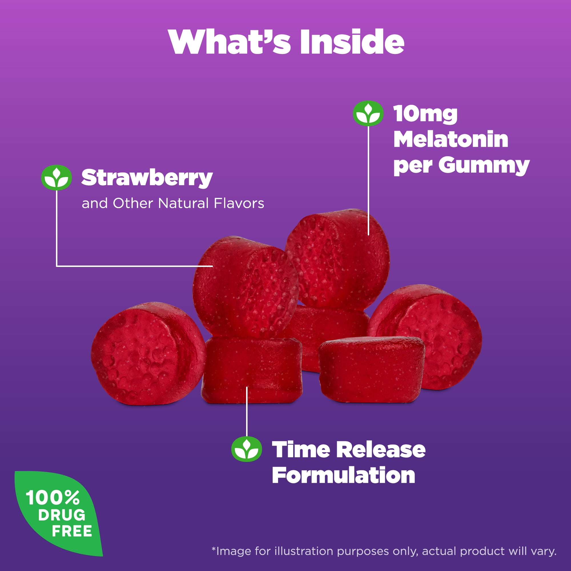 Natrol Time Release Melatonin 10mg Adult Sleep Gummies Strawberry Flavored 35 Servings