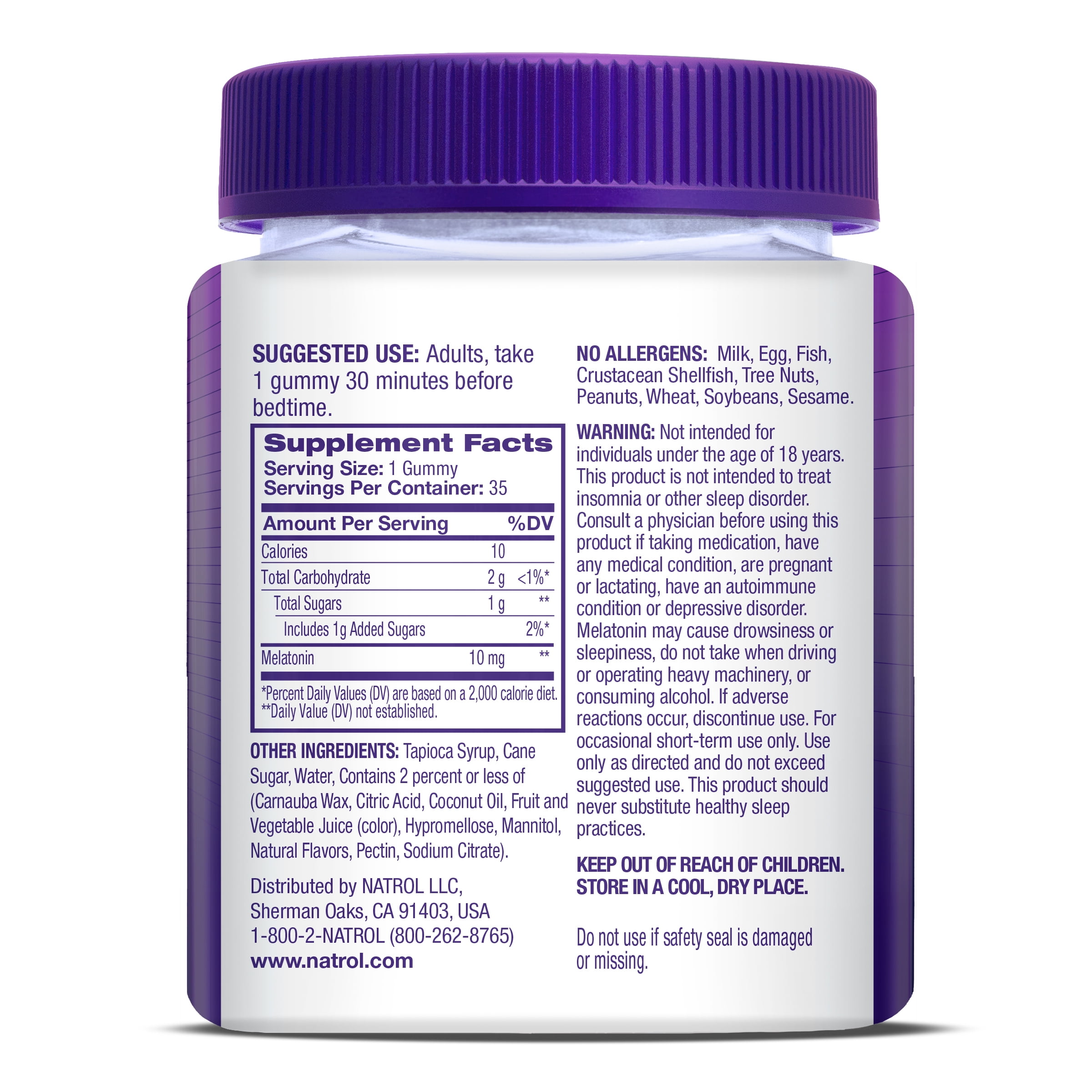 Natrol Time Release Melatonin 10mg Adult Sleep Gummies Strawberry Flavored 35 Servings