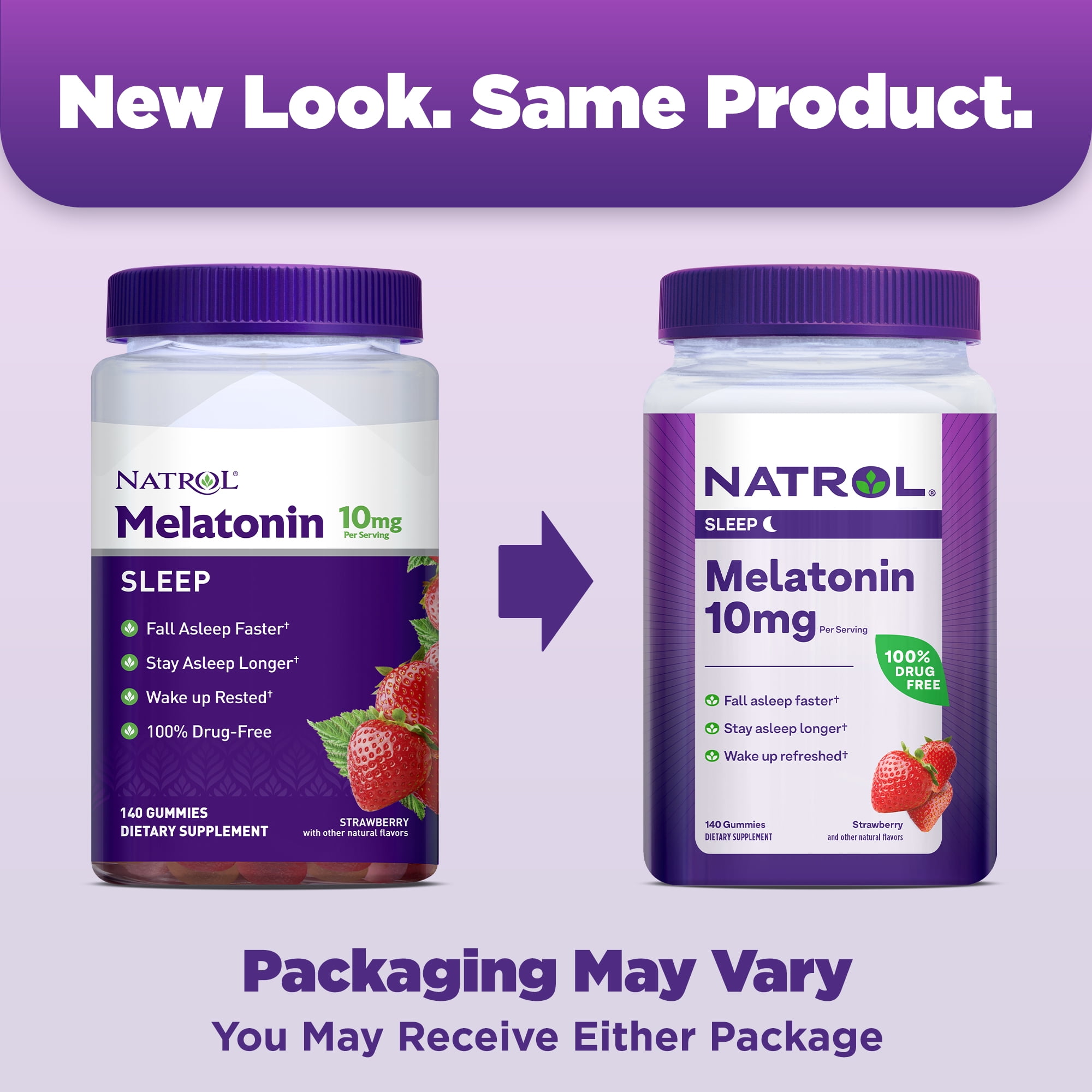 Natrol Melatonin Gummies Sleep Support Adults Strawberry Flavor 10mg 140 Count