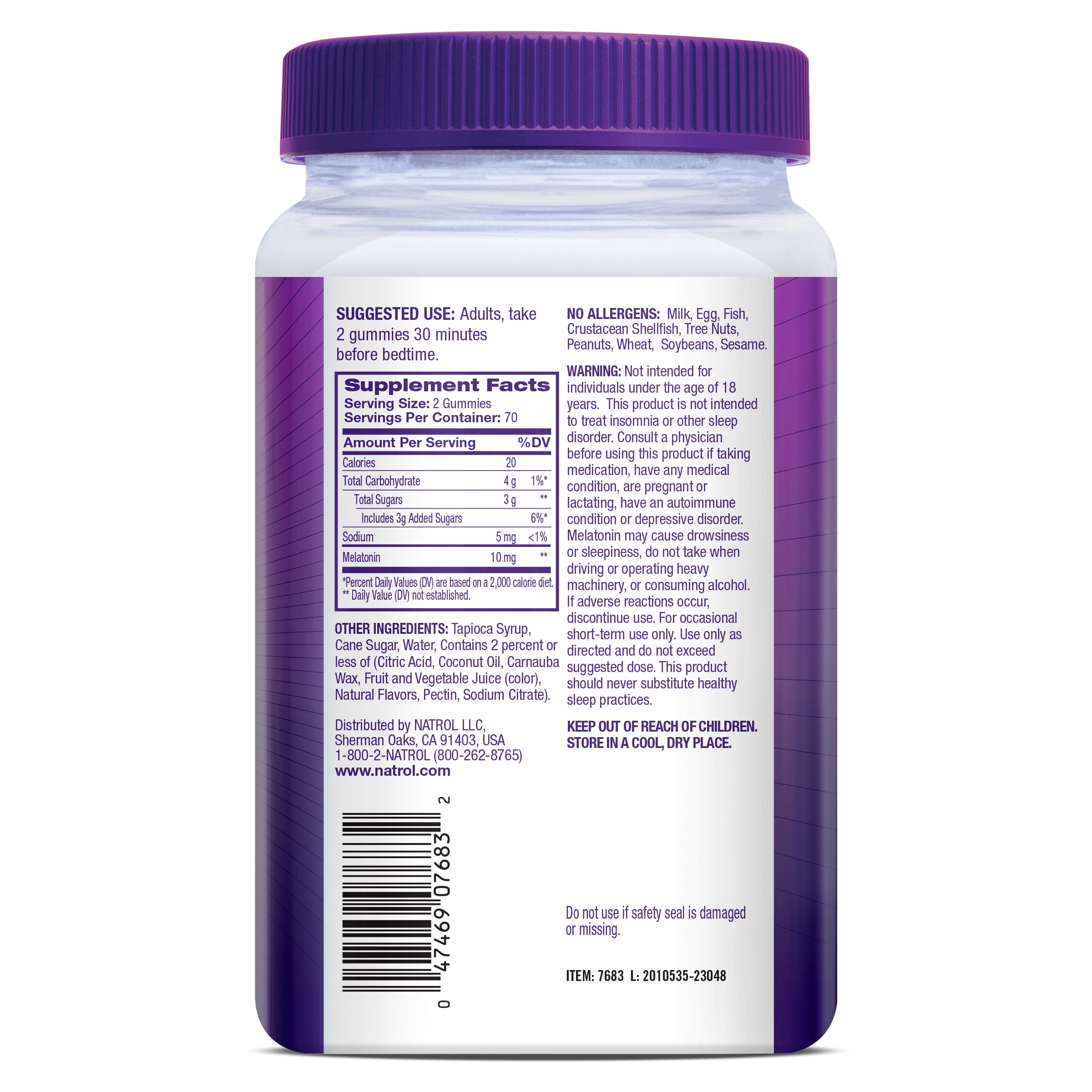 Natrol Melatonin Gummies Sleep Support Adults Strawberry Flavor 10mg 140 Count
