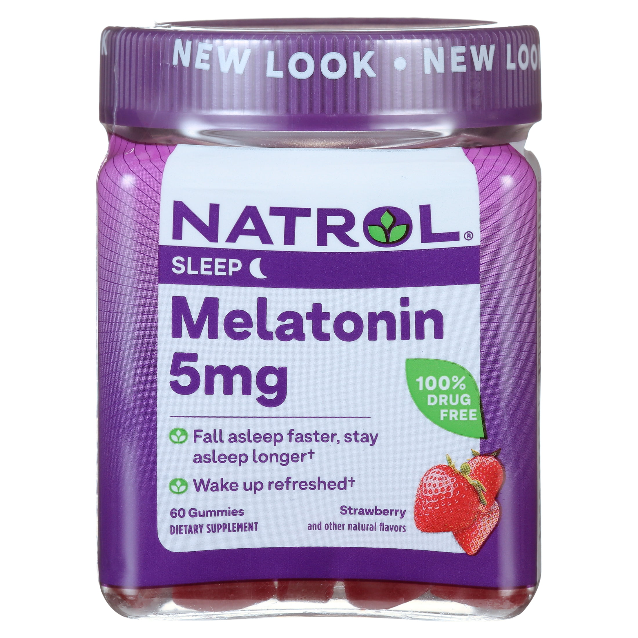 Natrol 5mg Melatonin Gummies Sleep Support for Adults 60 Strawberry Flavored Gummies 30 Servings