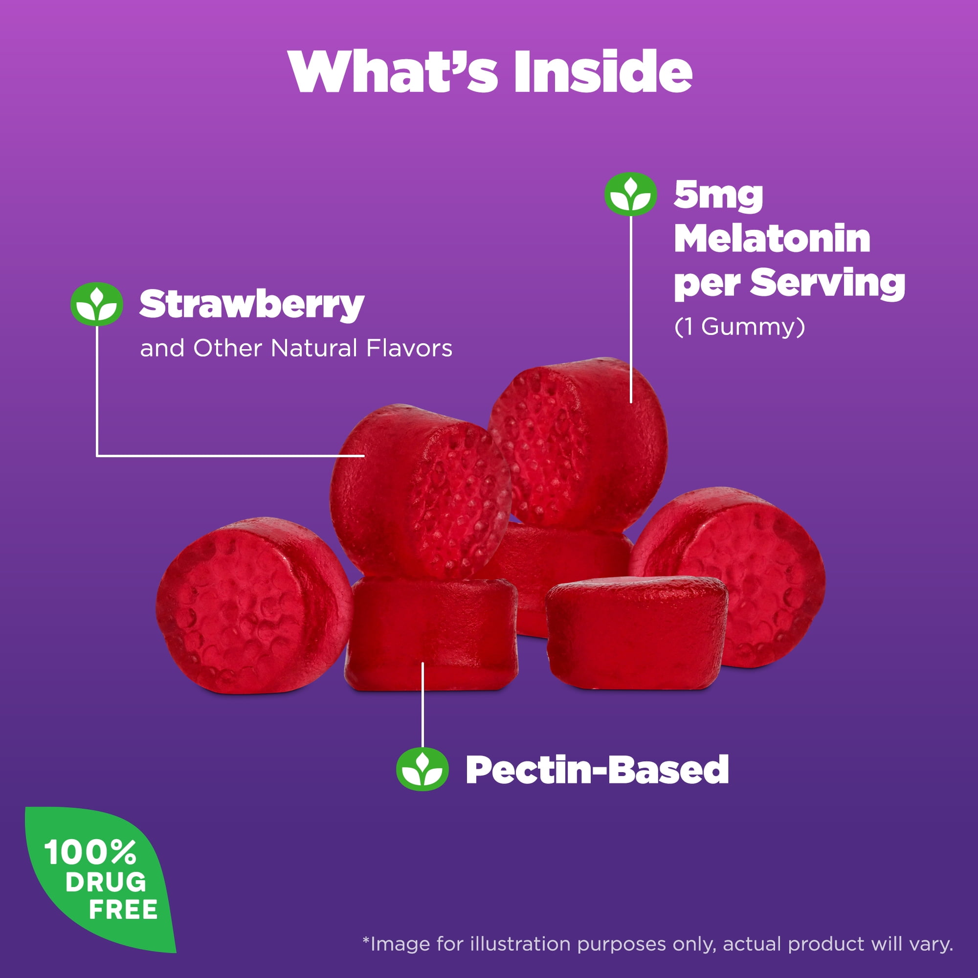 Natrol 5mg Melatonin Gummies Sleep Support for Adults 60 Strawberry Flavored Gummies 30 Servings