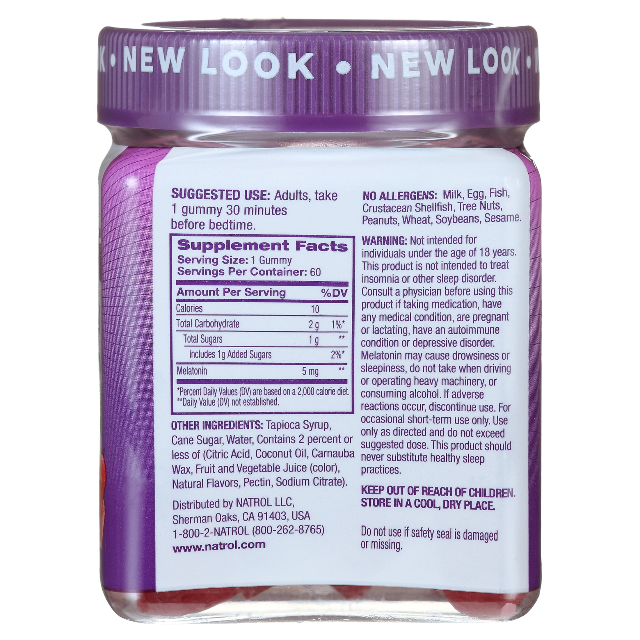 Natrol 5mg Melatonin Gummies Sleep Support for Adults 60 Strawberry Flavored Gummies 30 Servings