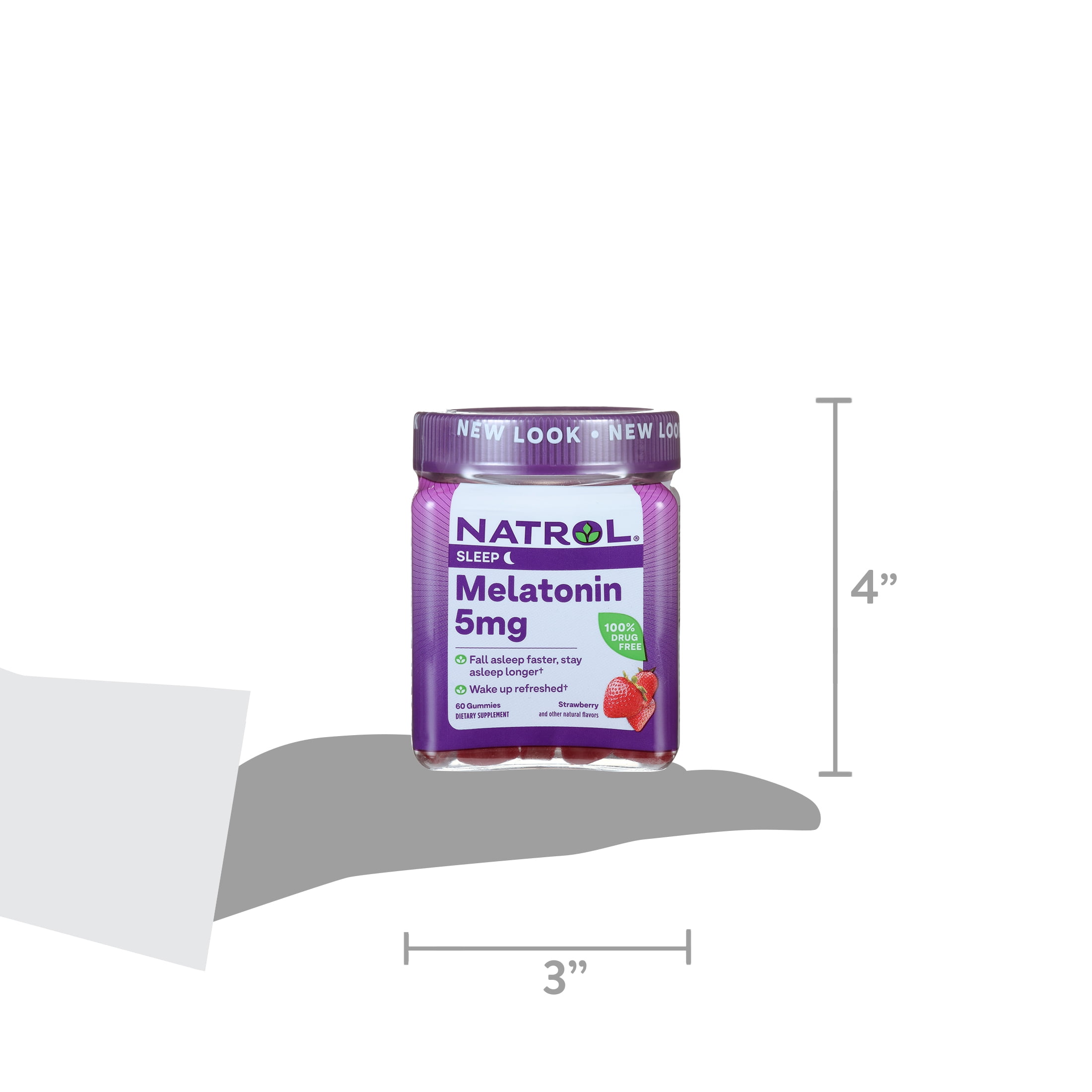Natrol 5mg Melatonin Gummies Sleep Support for Adults 60 Strawberry Flavored Gummies 30 Servings