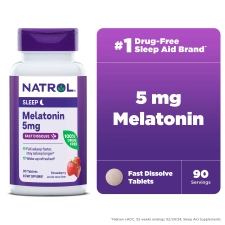 Natrol Extra Strength Melatonin Fast Dissolve Tablets 5mg 90 Count for Better Sleep