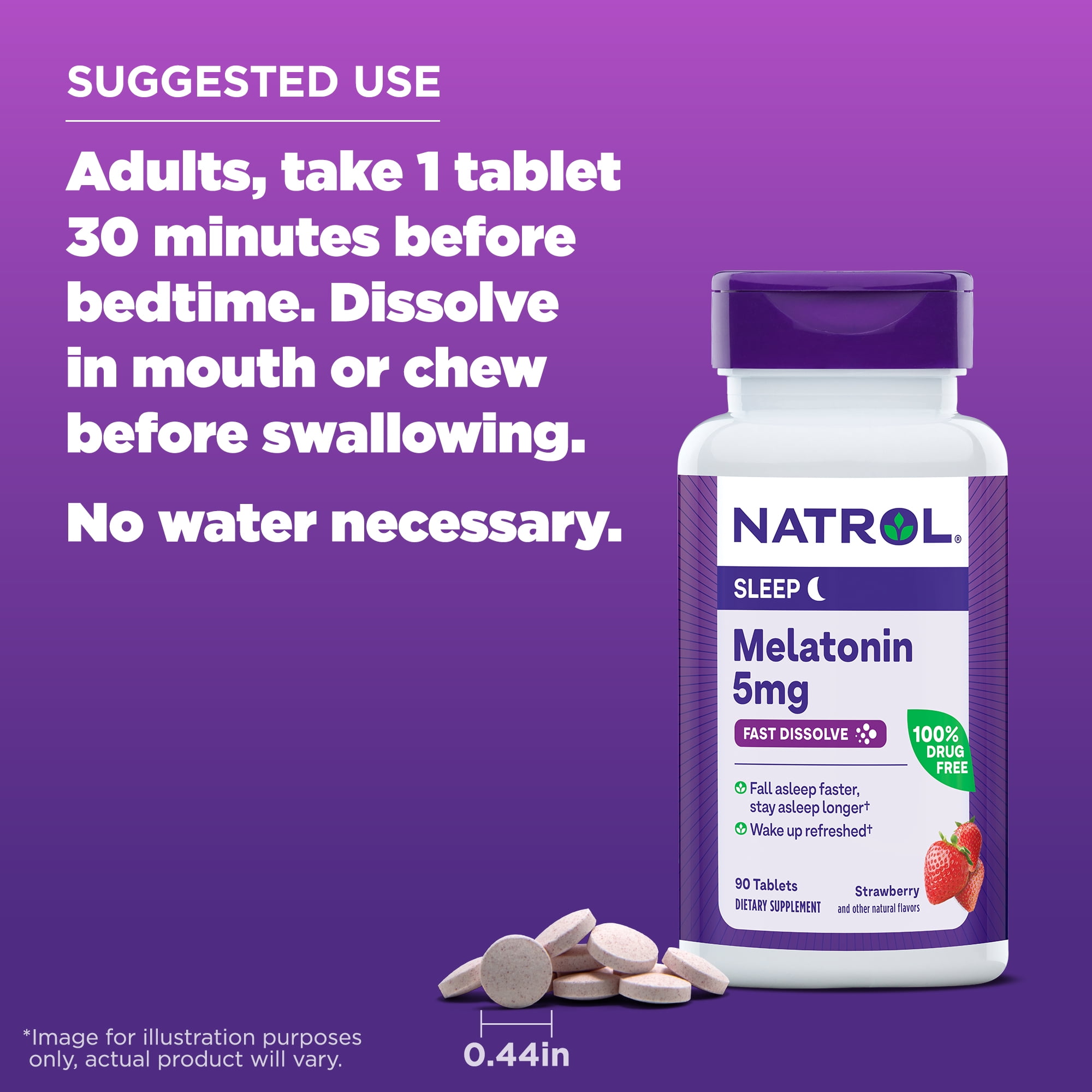 Natrol Extra Strength Melatonin Fast Dissolve Tablets 5mg 90 Count for Better Sleep