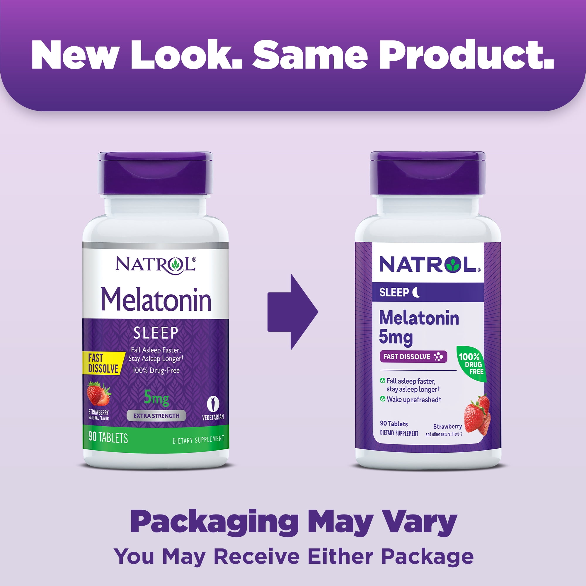 Natrol Extra Strength Melatonin Fast Dissolve Tablets 5mg 90 Count for Better Sleep
