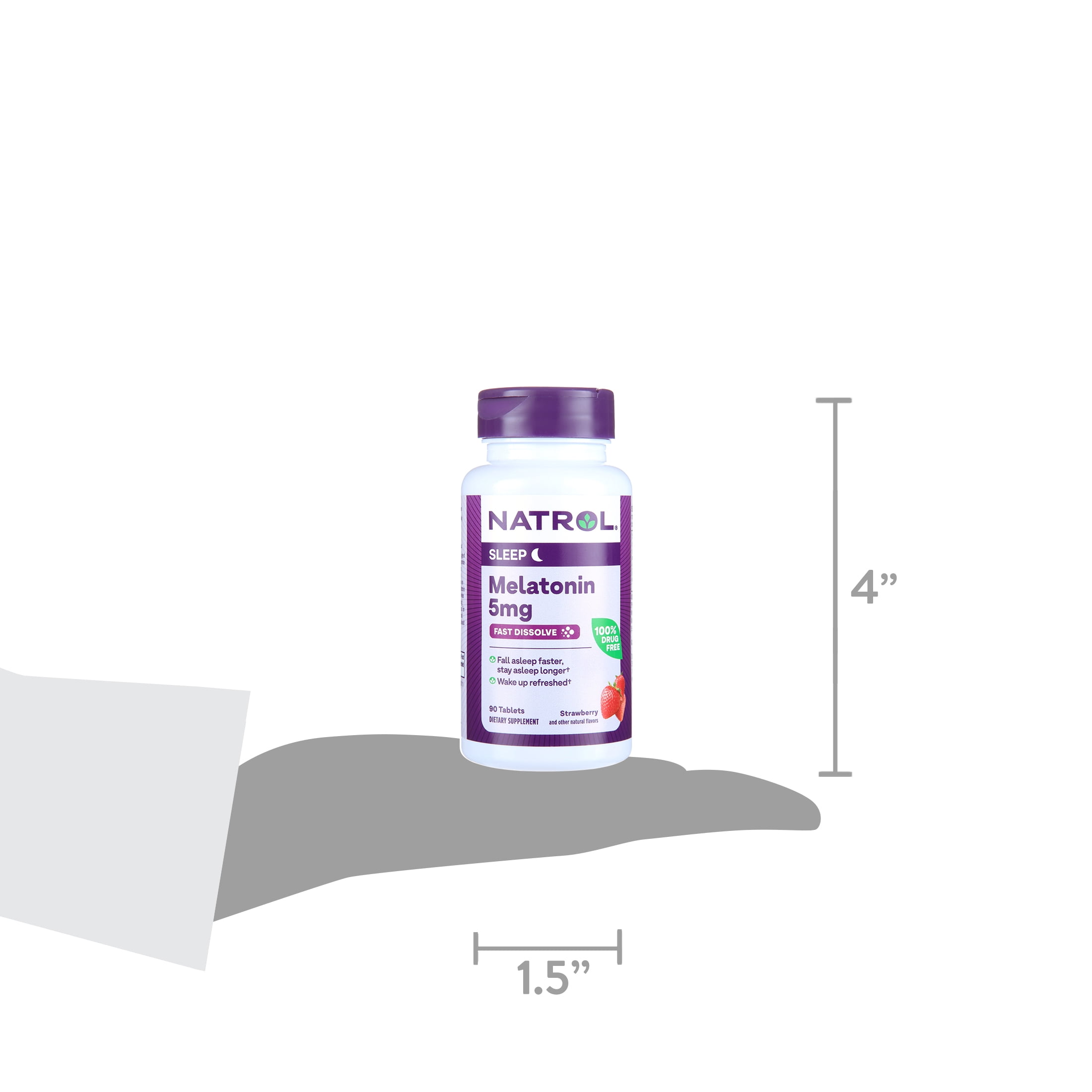 Natrol Extra Strength Melatonin Fast Dissolve Tablets 5mg 90 Count for Better Sleep