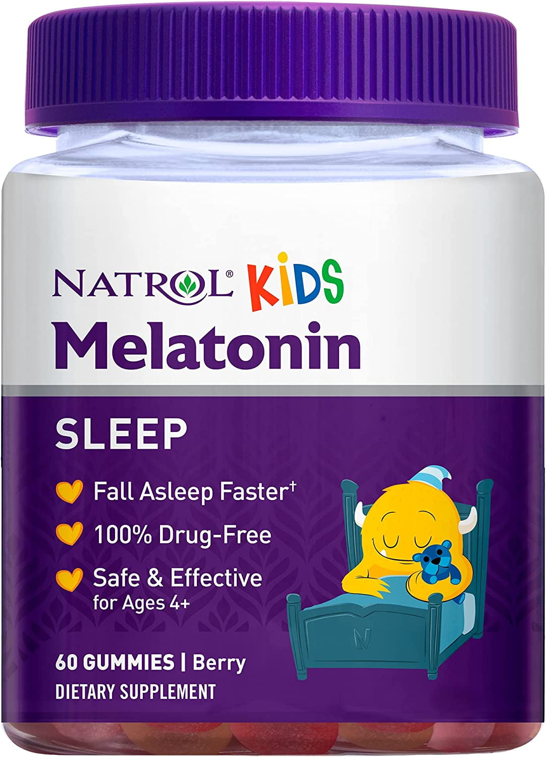 Natrol Kids Melatonin Sleep Aid Gummies for Children Berry Flavored Pack of 60