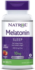 Natrol Sleep Fast Dissolve Melatonin 10mg Tablets Strawberry Natural Flavor 240 ea Pack of 4