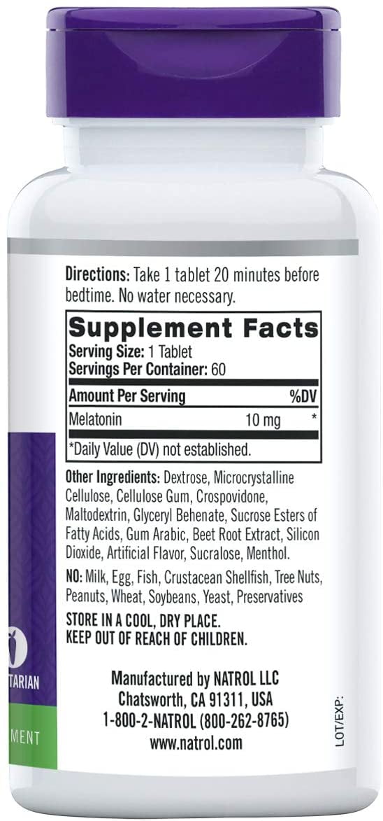 Natrol Sleep Fast Dissolve Melatonin 10mg Tablets Strawberry Natural Flavor 240 ea Pack of 4