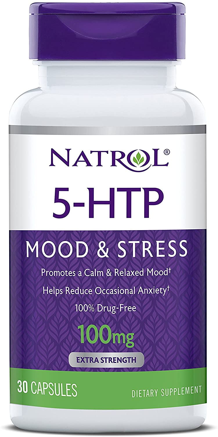 Natrol 5-HTP 100mg Capsules 30 Count Pack of 3 for Stress Relief Sleep Support
