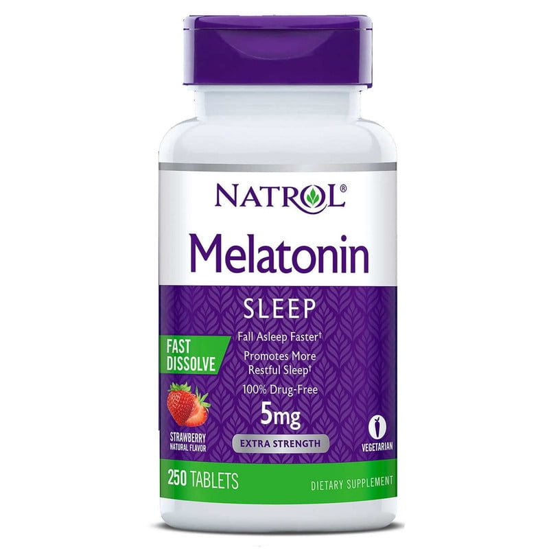 Natrol Melatonin 5mg Strawberry Flavor 250 Fast Dissolve Tablets for Sleep Support