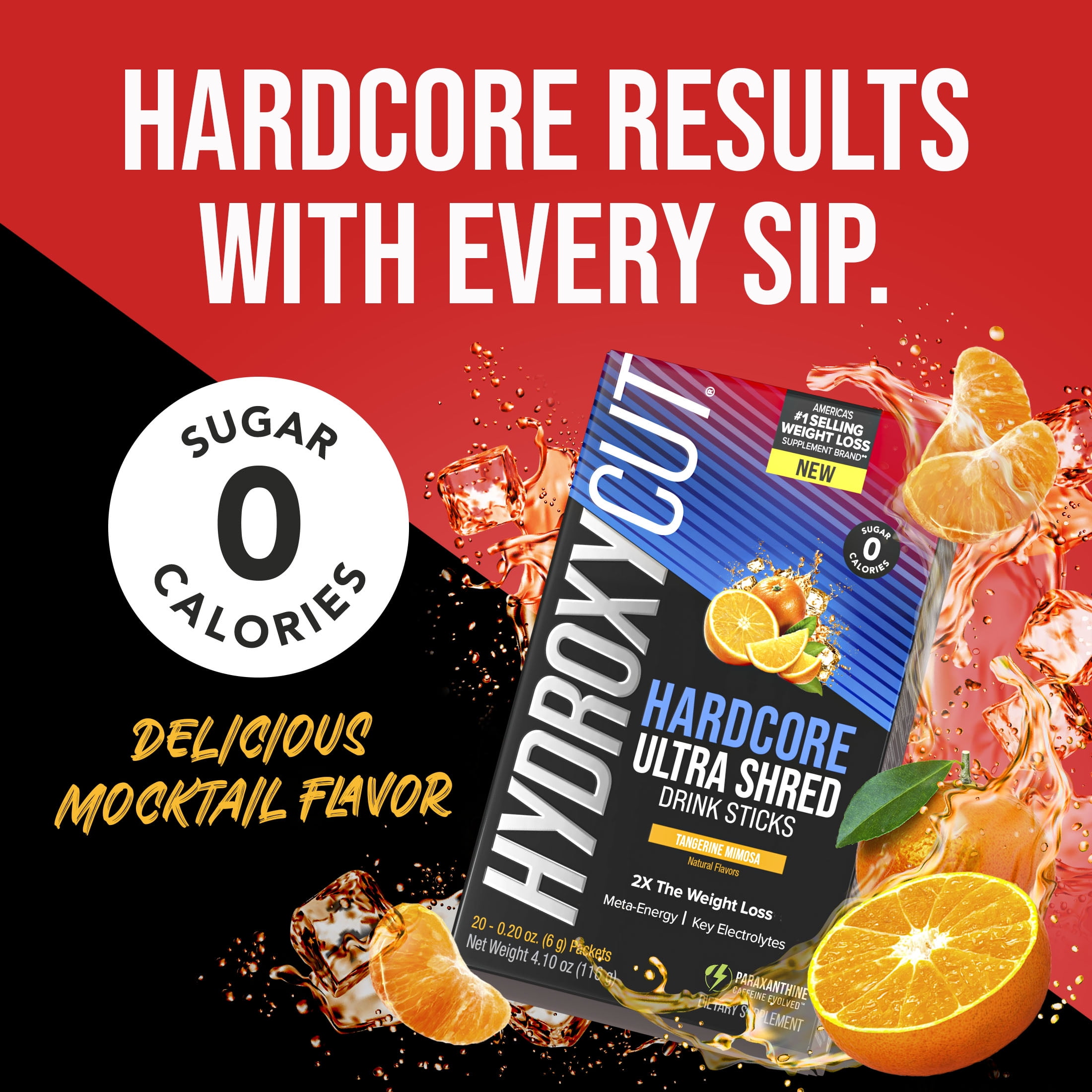 Hydroxycut Hardcore Ultra Shred Weight Loss Drink Mix - Tangerine Mimosa - 20 Ct