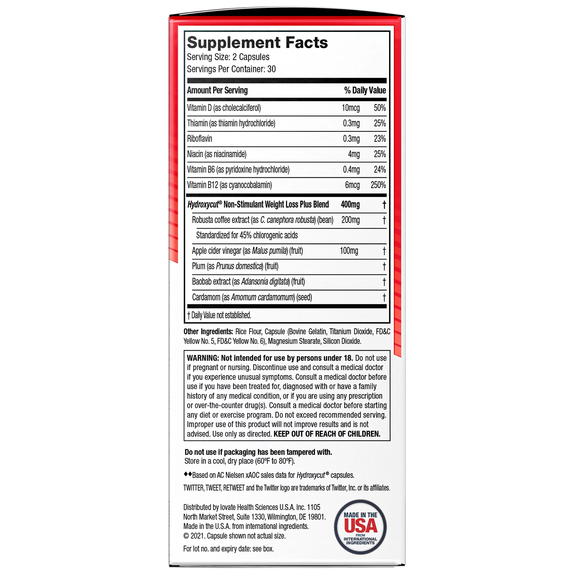 Hydroxycut Pro Clinical Non Stimulant Weight Loss Apple Cider Vinegar Supplement 60 Capsules