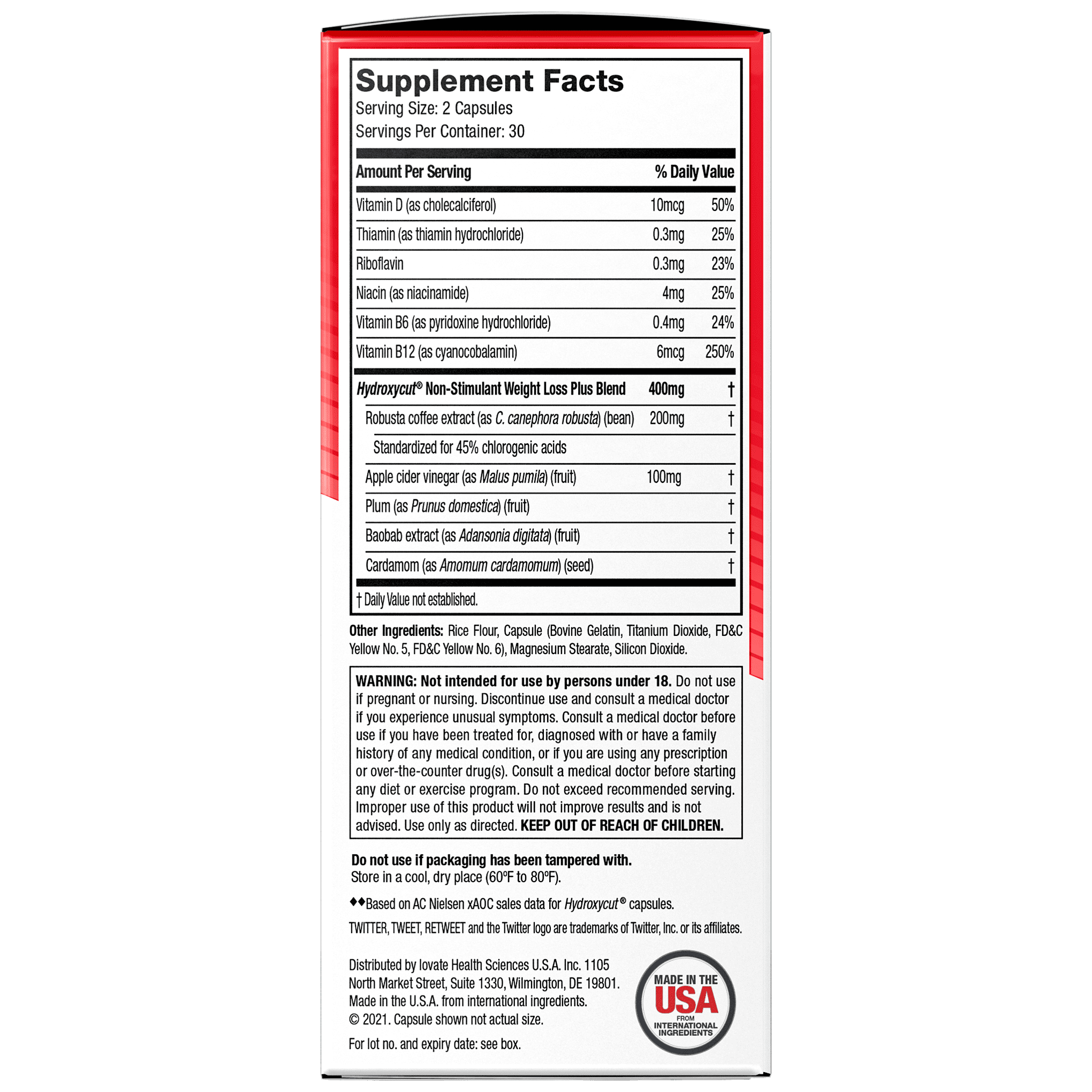 Hydroxycut Pro Clinical Non Stimulant Weight Loss Apple Cider Vinegar Supplement 60 Capsules