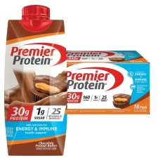 Premier 30g Protein Chocolate Peanut Butter PLUS Energy Immune Support Shakes 11 fl oz 18 Pack