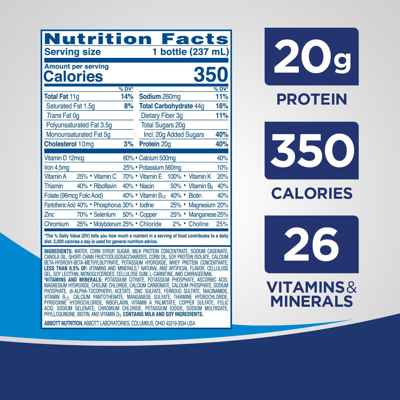 Ensure Enlive Meal Replacement Shake 20g Protein 350 Calories Advanced Nutrition Vanilla 8 fl oz 8 Bottles