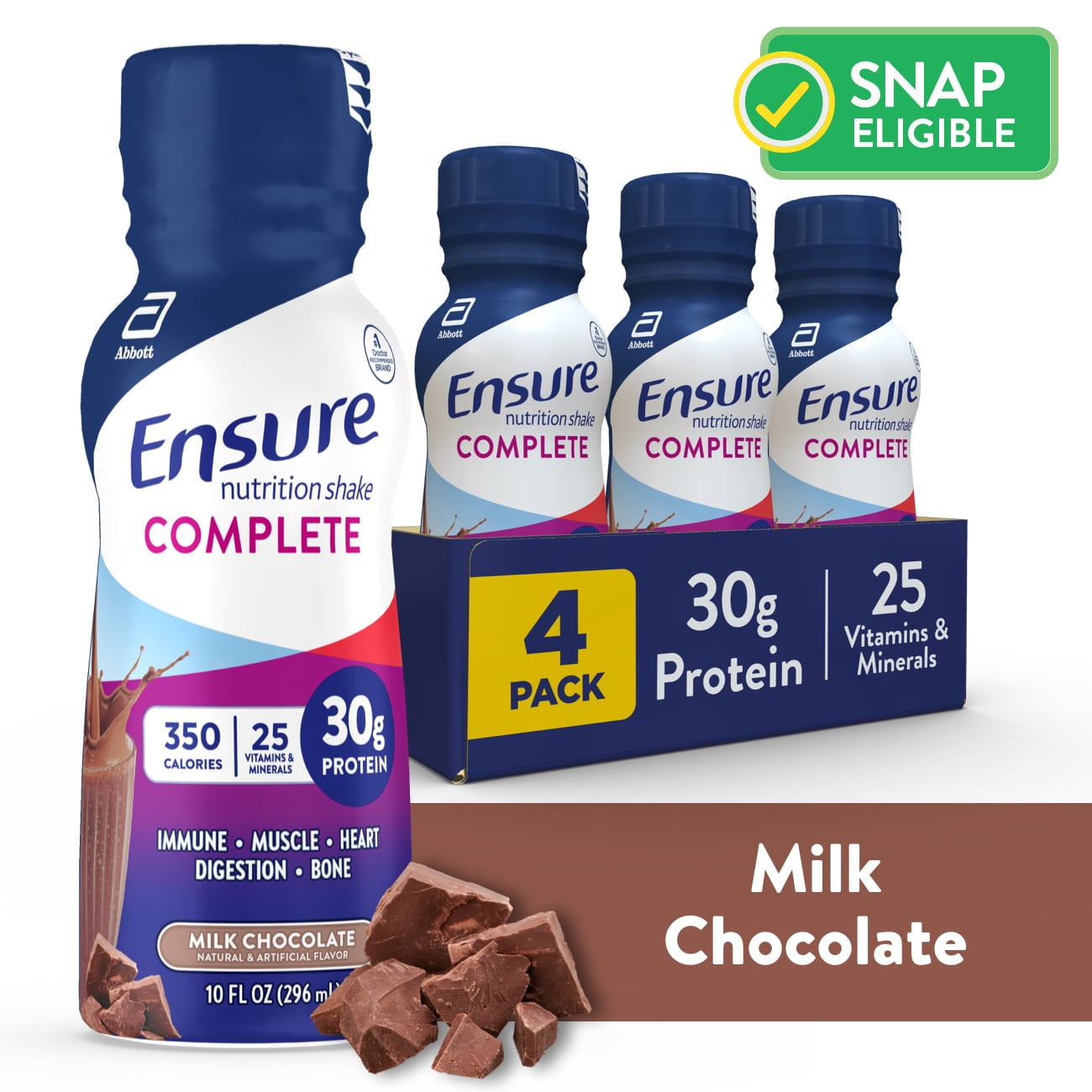 Ensure Complete Nutrition Shake 30G Protein Milk Chocolate 10 fl oz 4 Count Pack