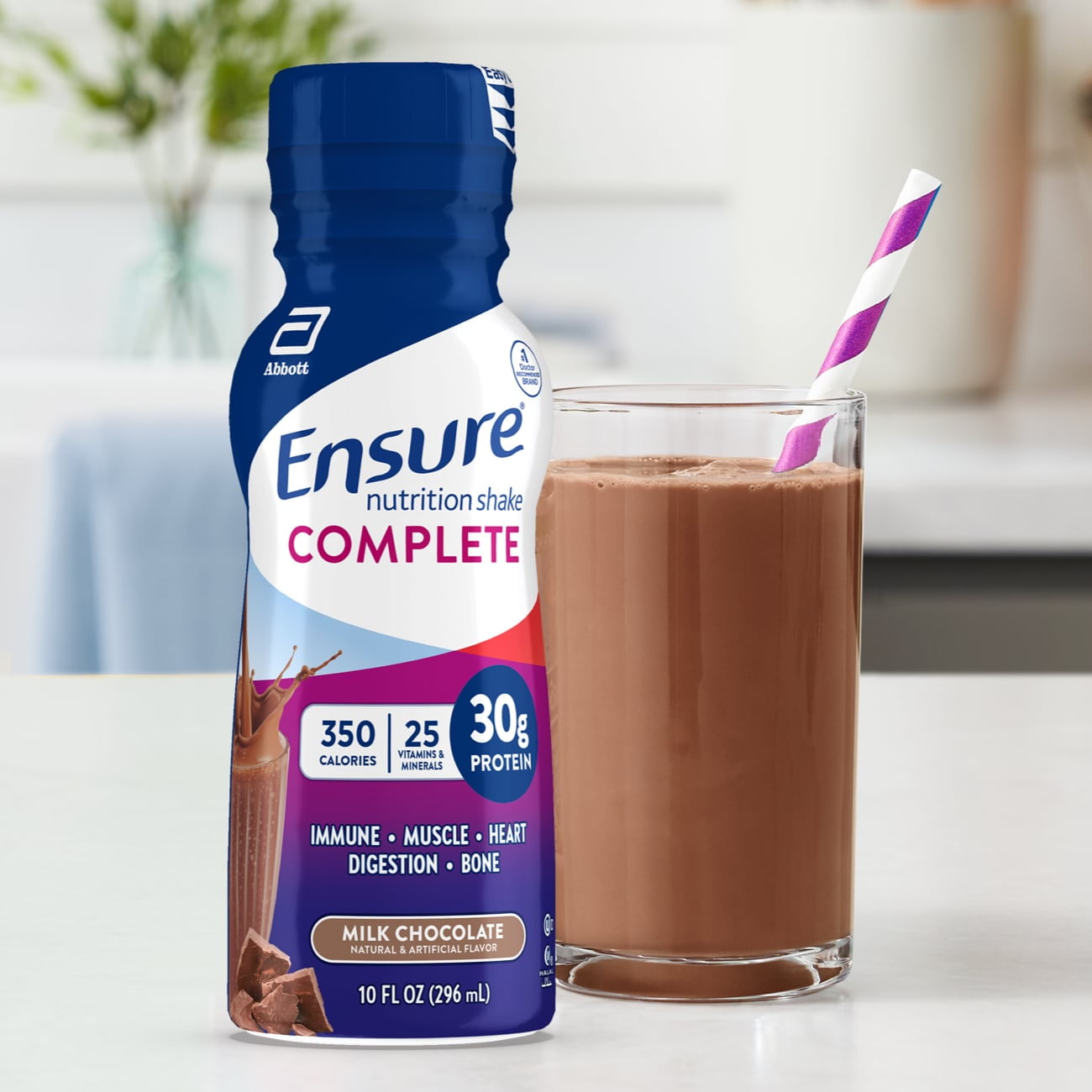 Ensure Complete Nutrition Shake 30G Protein Milk Chocolate 10 fl oz 4 Count Pack