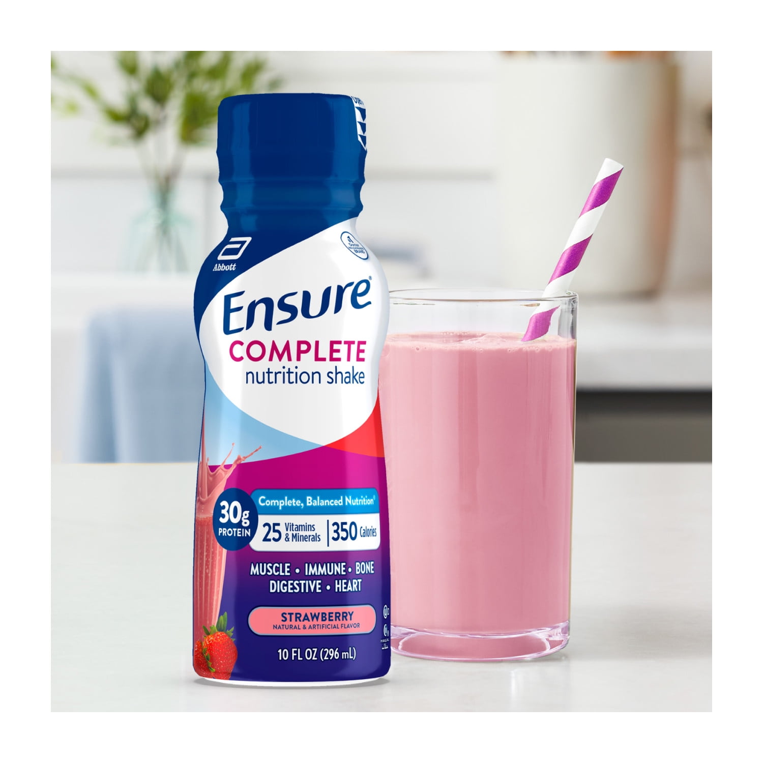 Ensure Complete Nutrition Shake 30G Protein Strawberry 10 fl oz 4 Count 2 pack