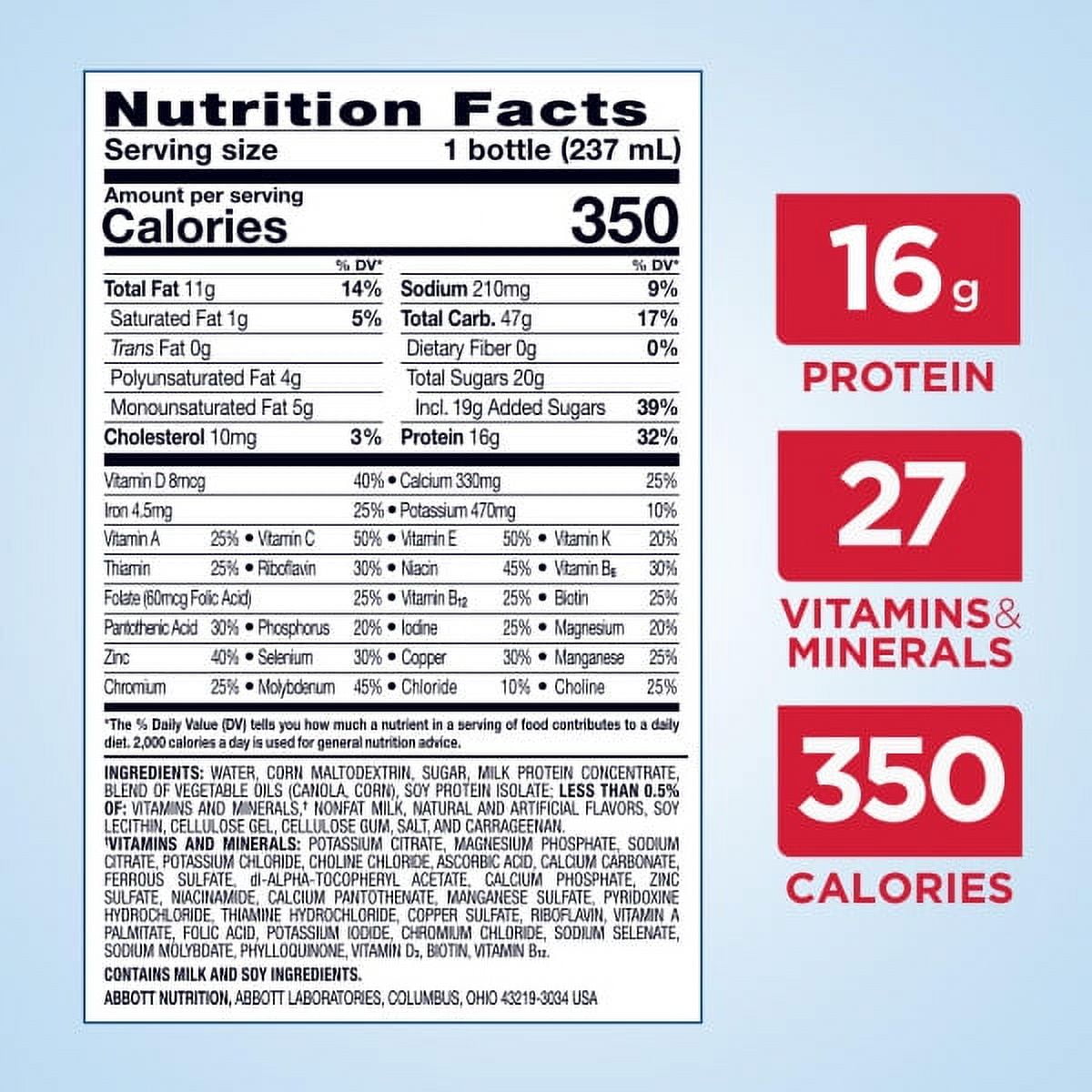 Ensure Plus Vanilla Nutrition Shake 8oz Bottle 6 Pack