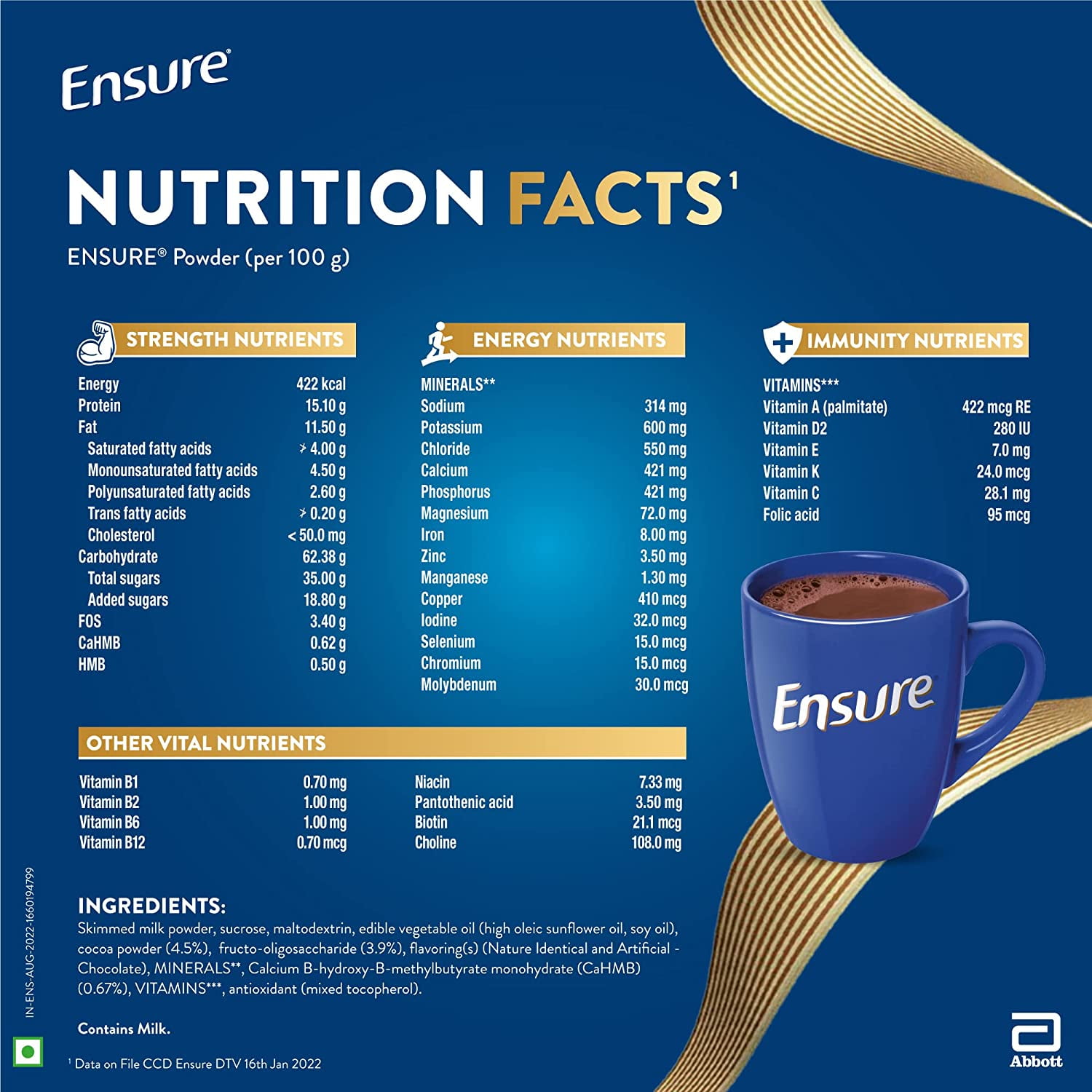 Ensure Chocolate Flavour 400g Low Sugar (Glucerna SR)