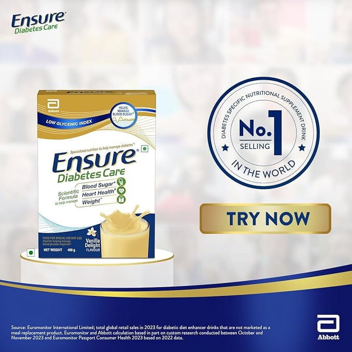 Ensure Diabetes Care - Nutrition for Blood Sugar Control - 400g Vanilla Flavour Box