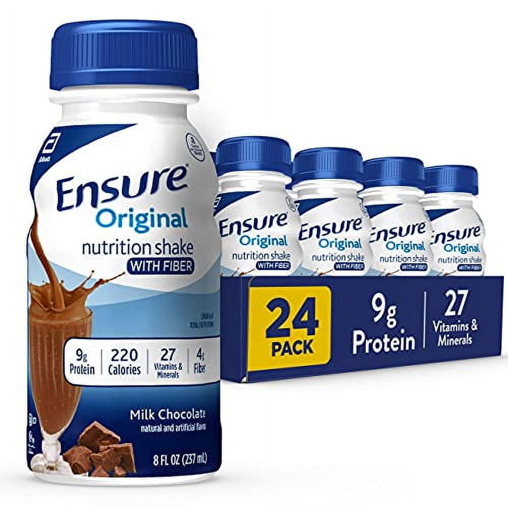 Ensure Original Nutrition Shake Fiber Small Meal Replacement Shake Complete Balanced Nutrition Nutrients Support Immune System Health Milk Chocolate 8 fl oz 24 Count