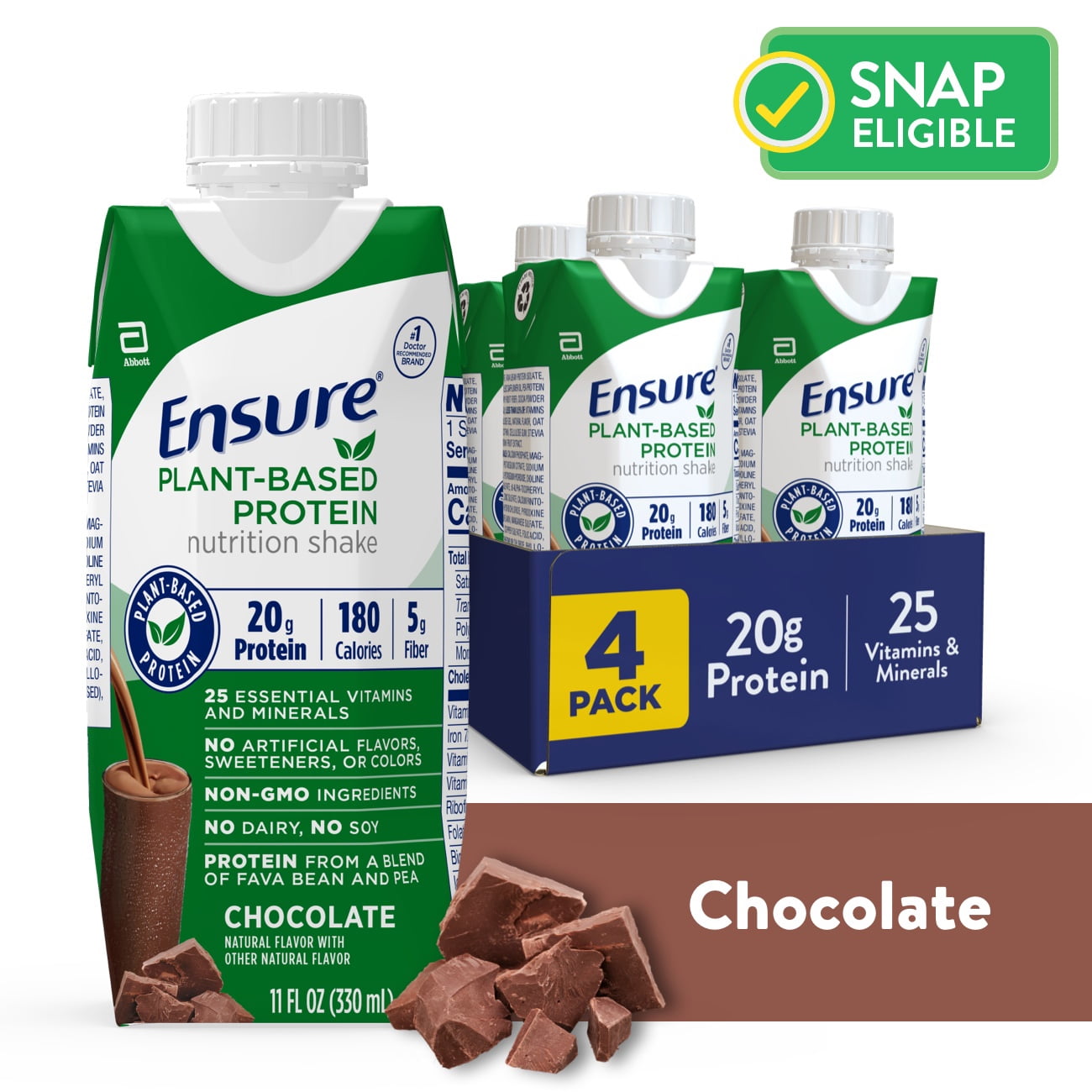 Ensure Plant Based Vegan Protein Chocolate Nutrition Shake 4 Pack