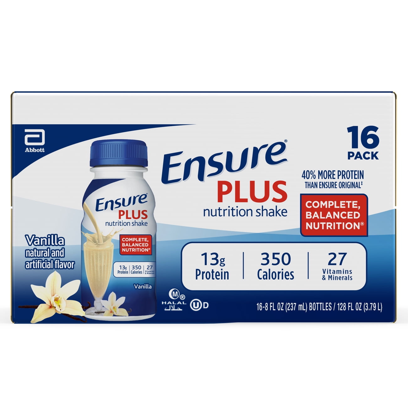 Ensure Plus Protein Shake Vanilla 16 fl oz 16 count