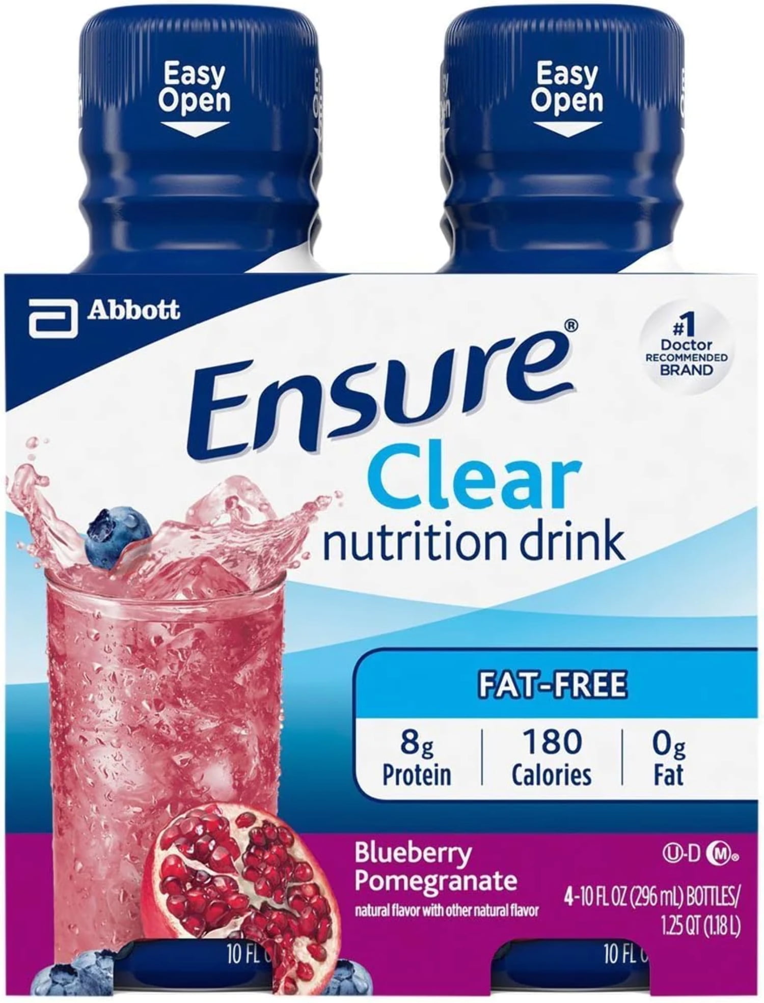 Ensure Clear Nutrition Drink Blueberry Pomegranate 10oz Bottle 4 Pack