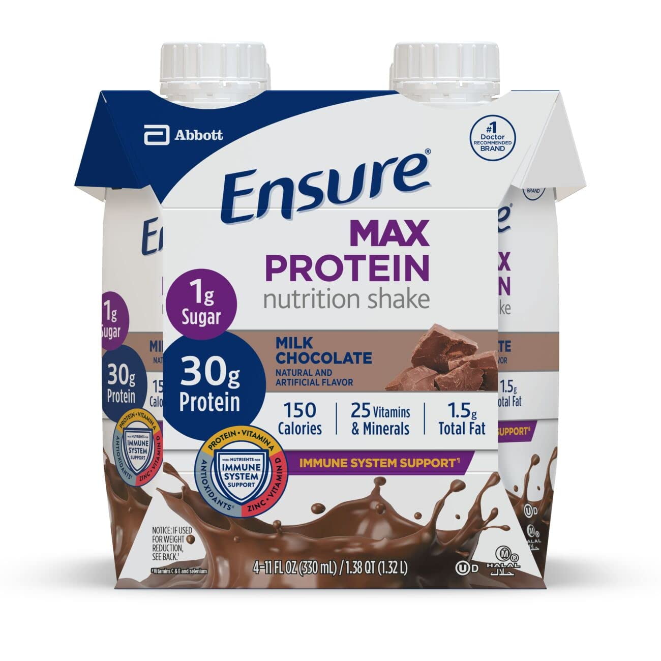 Ensure Nutrition Shake 30g Protein Milk Chocolate 44 fl oz 4 Count