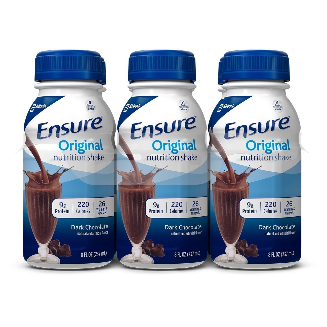 Ensure Nutrition Shake 8oz Bottle Pack of 6 Original Dark Chocolate