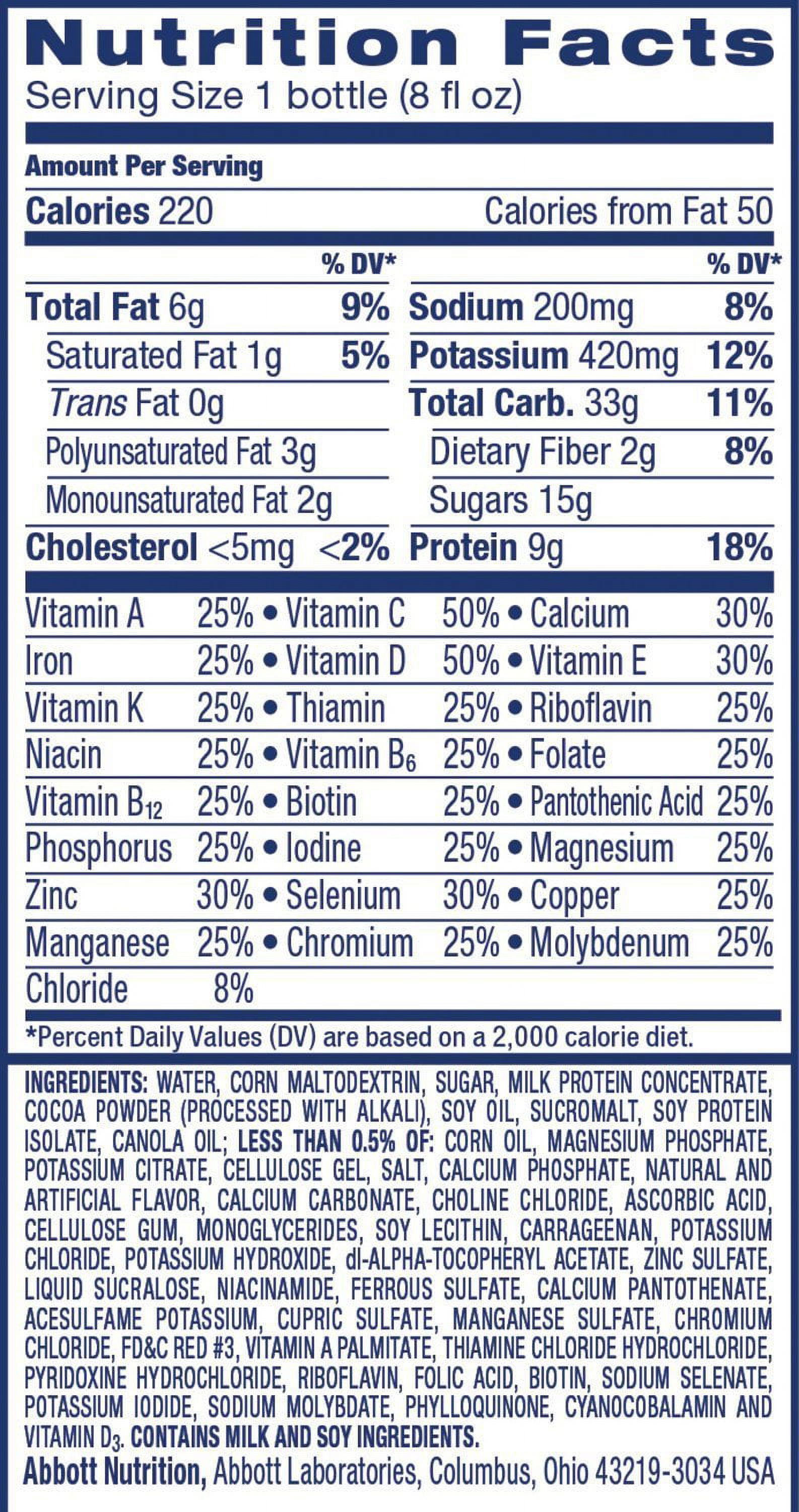 Ensure Nutrition Shake 8oz Bottle Pack of 6 Original Dark Chocolate