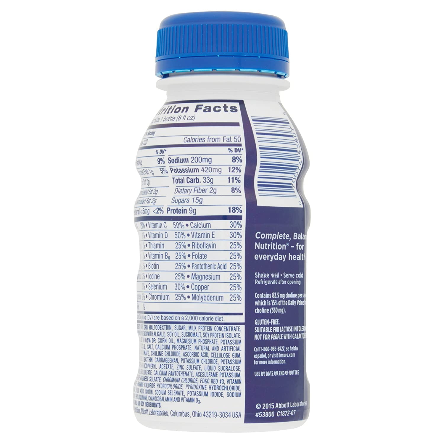 Ensure Nutrition Shake 8oz Bottle Pack of 6 Original Dark Chocolate