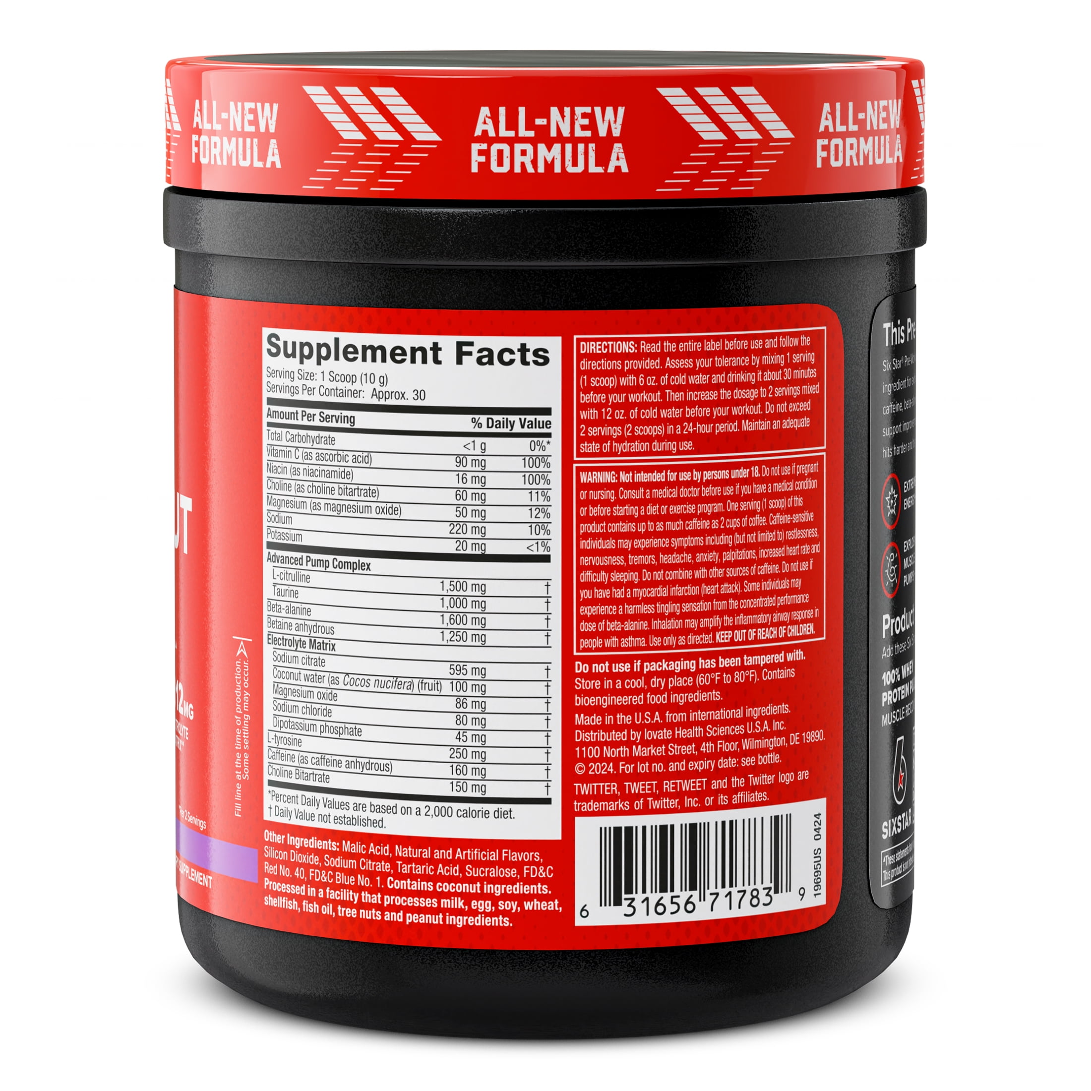 Six Star Pro Nutrition Explosion 2.0 Pre-Workout Powder Electrolyte Matrix Grape Flavor