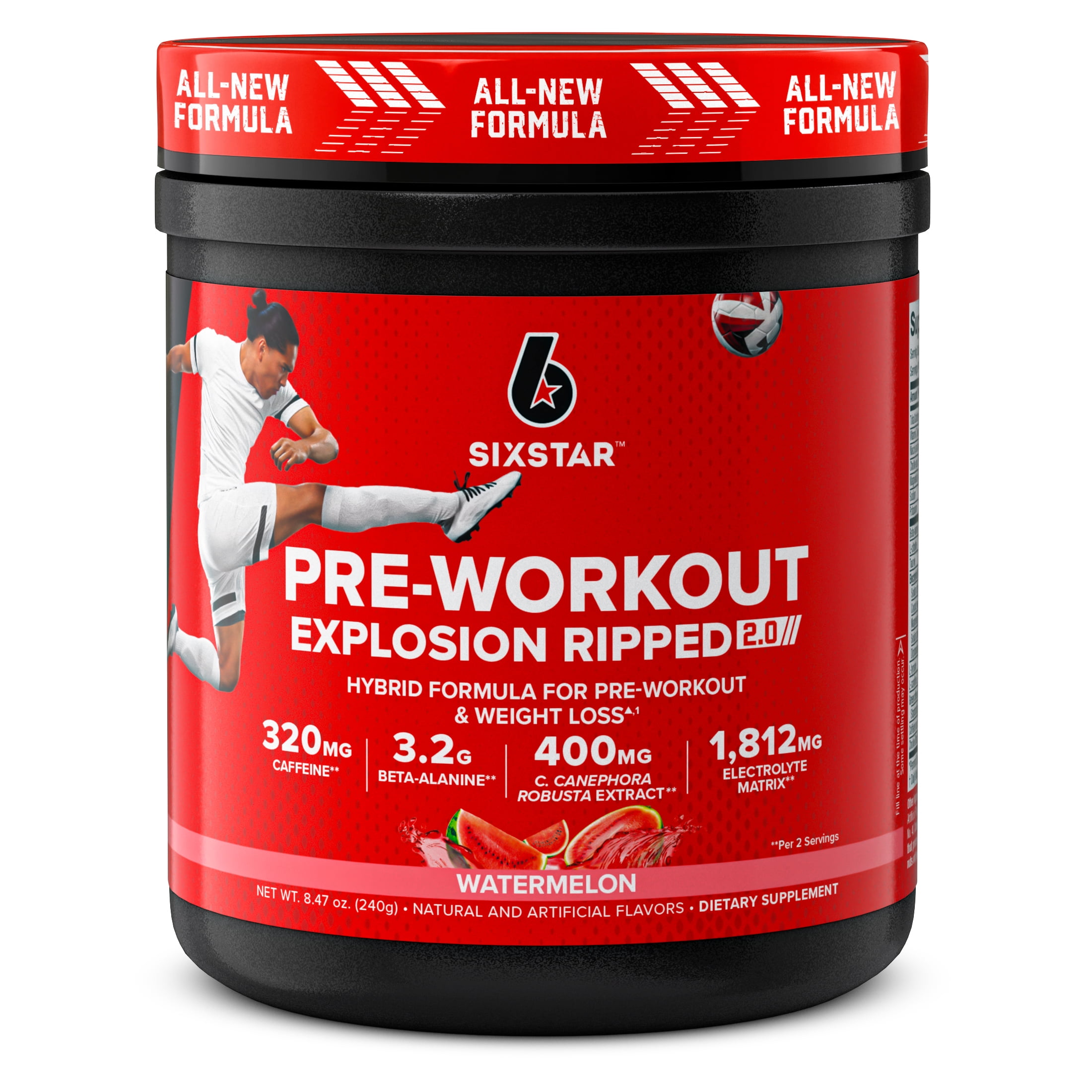 Six Star Pro Nutrition Pre-Workout Powder Explosion Ripped 2.0 Watermelon Electrolyte Matrix 8.47 oz