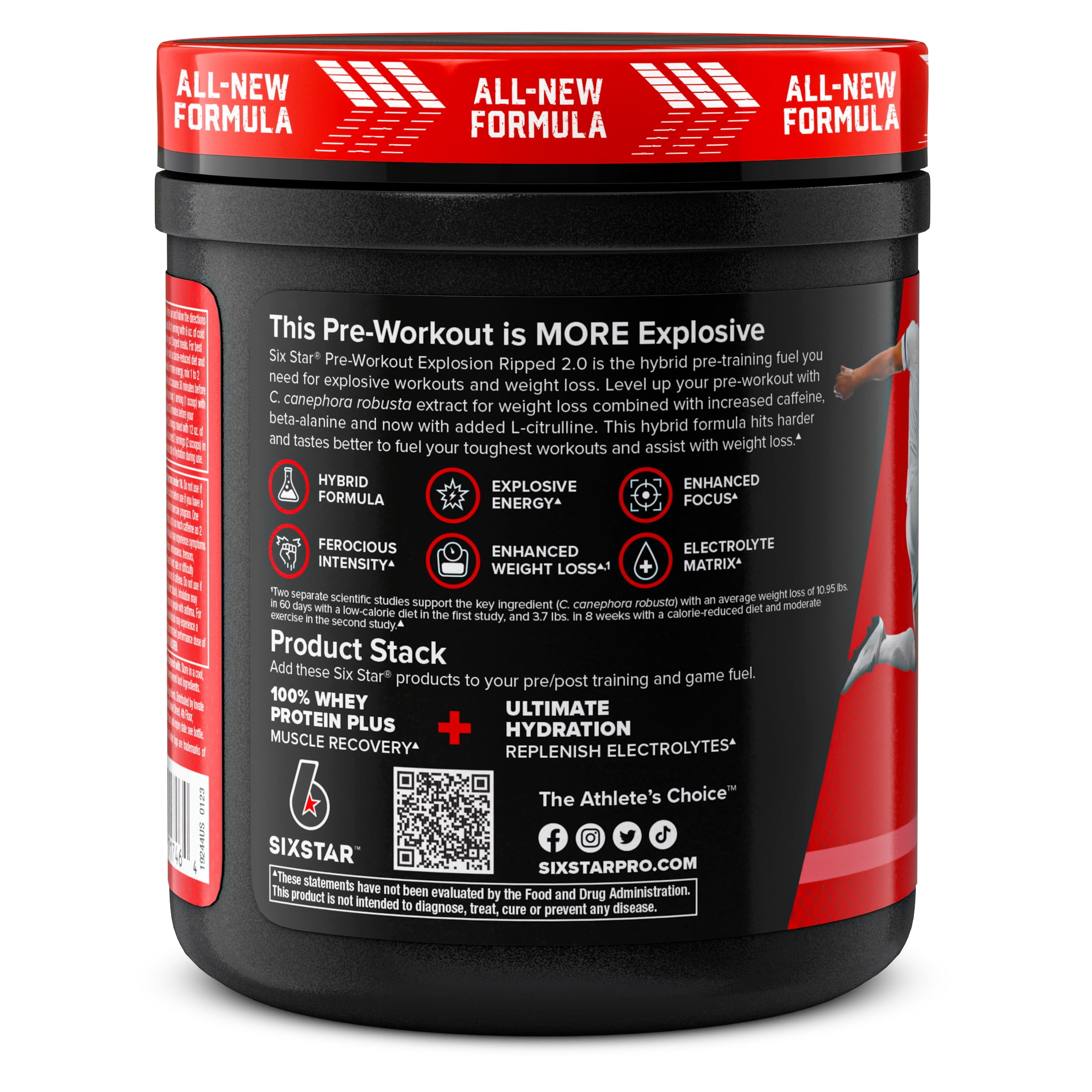 Six Star Pro Nutrition Pre-Workout Powder Explosion Ripped 2.0 Watermelon Electrolyte Matrix 8.47 oz