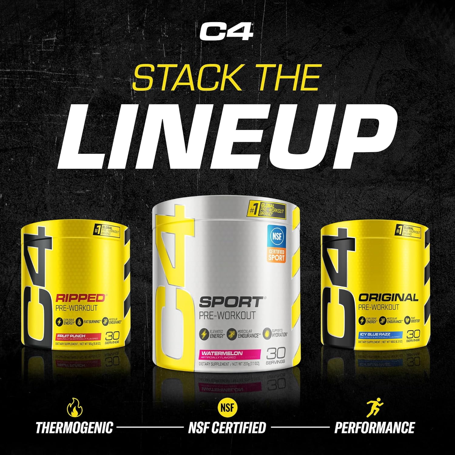 Cellucor C4 Sport Pre Workout Powder NSF Certified for Sport Fruit Punch Flavor 30 Servings