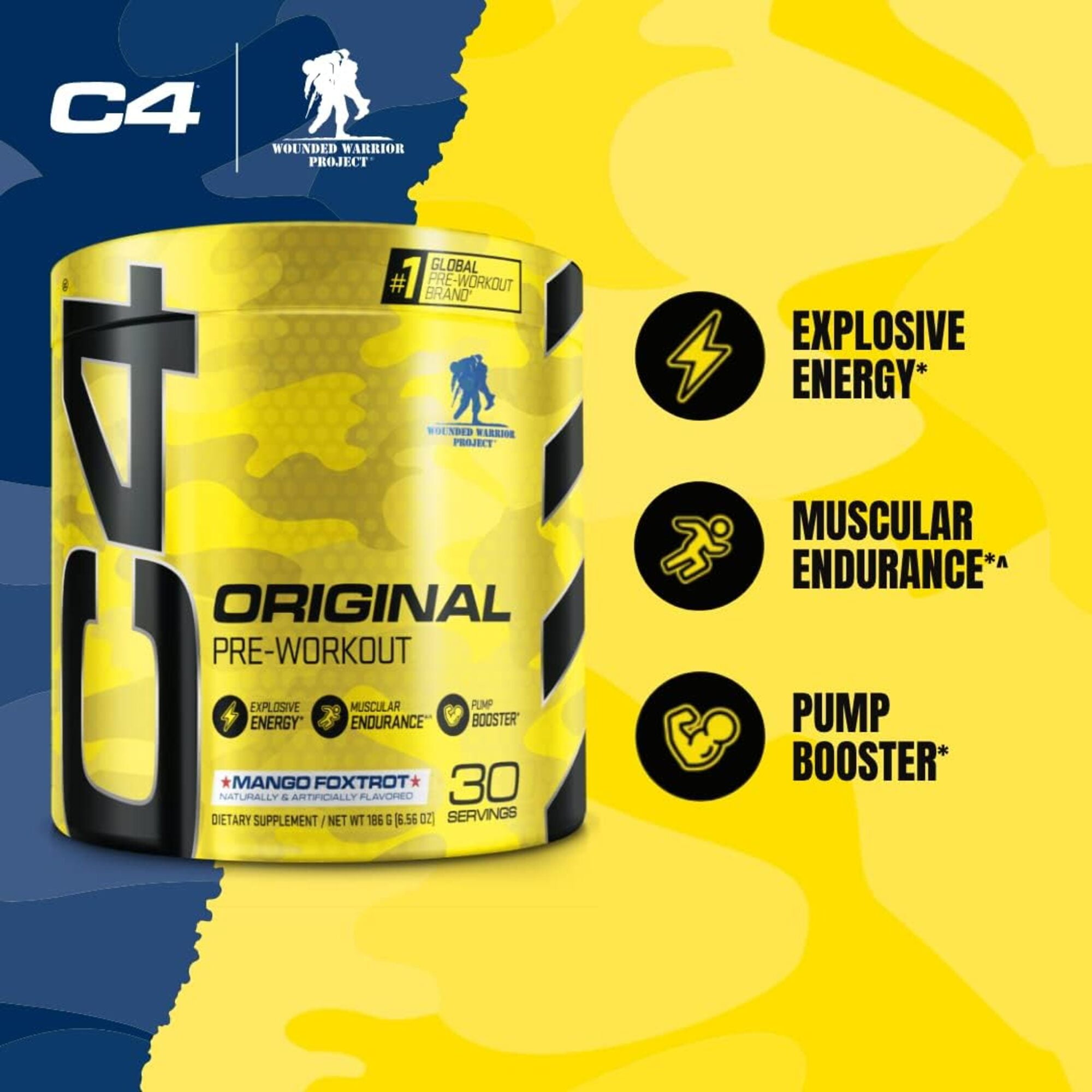 Cellucor C4 Original Mango Foxtrot Pre Workout Powder 30 Servings