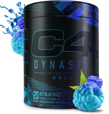 Cellucor C4 Dynasty MMXX Pre Workout Powder Icy Blue Razz Energy Supplement 350mg Caffeine 6.4g Beta Alanine 20 Servings Men Women
